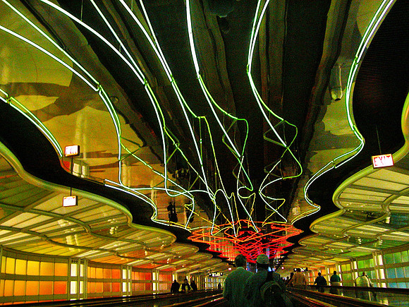 Tunnel to Concourse in O'Hare Airport, Chicago